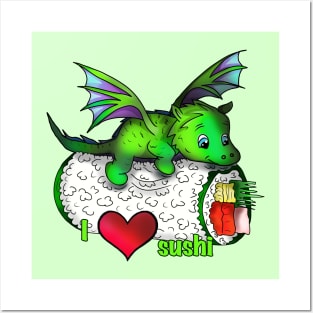 animal sushi dragon roll Posters and Art